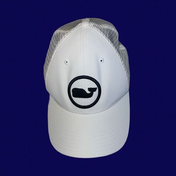 Vineyard Vines White Navy Whale Classic Logo SnapBack Trucker Hat - Picture 7 of 7